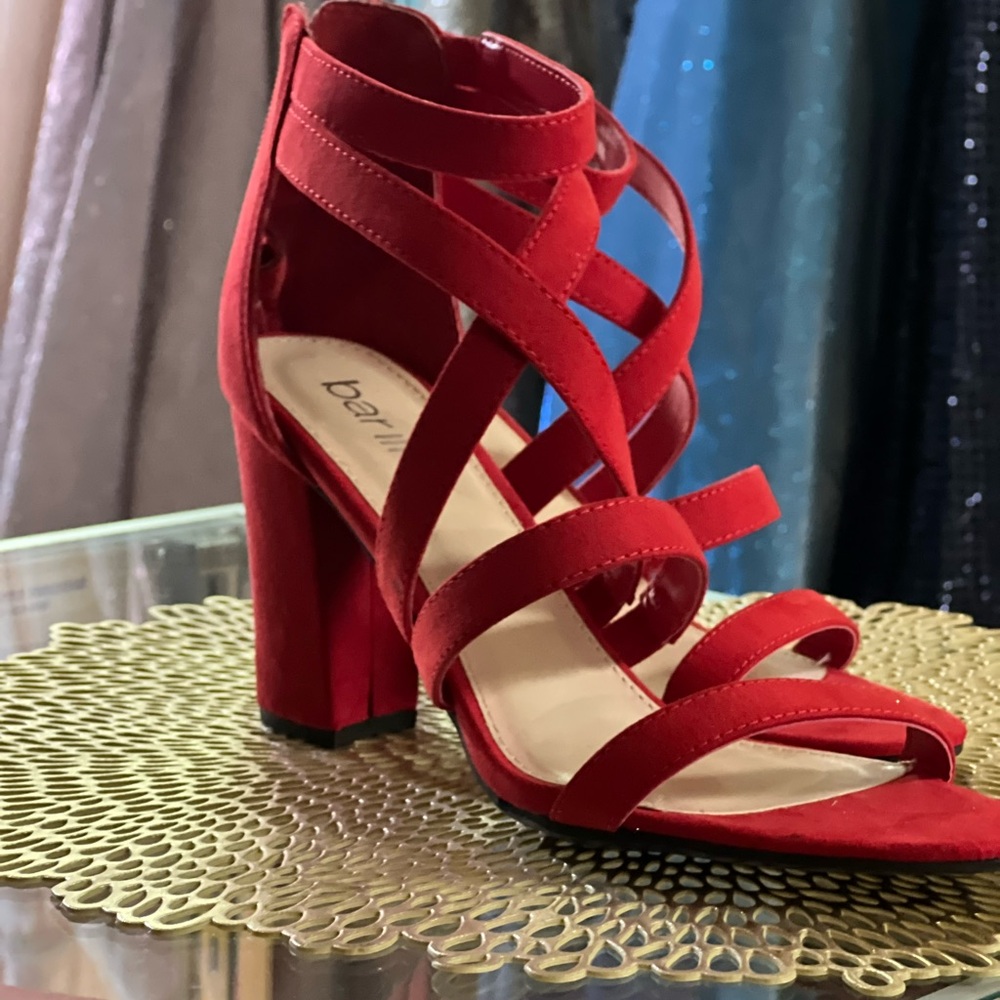Red Strappy Heeled Sandals